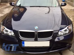 Set di fari tuning con occhi di angelo CCFL adatto per BMW 3 E90/E91 03.2005-08.2008, sinistro e destro-image-6152519
