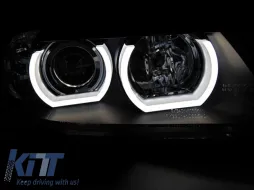 Set di fari Xenon adatto per BMW Serie 3 E90, E91 2005-2008 con base nera, sinistro e destro-image-6152540