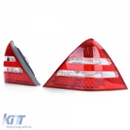 Set di luci posteriori a LED + terzo stop rosso trasparente adatto per Mercedes SLK R170 96-04-image-6194291