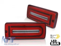 image-26-Set di luci posteriori LED tuning adatto per Mercedes G-Class W463 1990-2018 con base rosso-bianca, dotato di indicatori di direzione dinamici, sinistro e destro