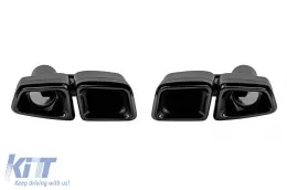 Set di terminali di scarico in stile A Design neri adatti per Mercedes Classe C W204 2011-2014, Classe E W212 2006-2013, Classe S W221 2005-2013, CLS C218 2010-2018, sinistro e destro-image-6131363