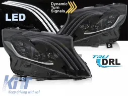 SET FARI A LED TUNING adatto per MERCEDES V CLASS W447 VITO 2014-2023 con BASE NERA, per il modello con FARI ALOGENI DI FABBRICA, con FRECCE DINAMICHE, con FUNZIONE 