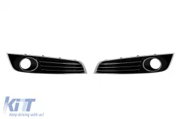 Set griglia con tappi ACC per luci diurne per paraurti anteriore W12 adatto per Audi A8 2009-2017 con finitura cromata-image-6162843