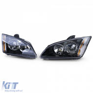 Set Klarglas-Scheinwerfer schwarz rechts links geeignet für Ford Focus II 2004-2008-image-6209313