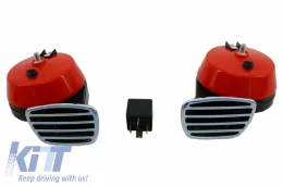 image-25-Set of Two Auto Horns High and Low tone 12V
