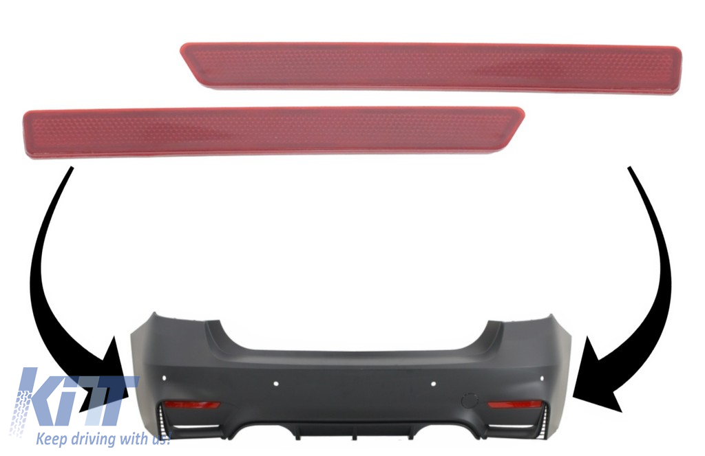 Piros fényvisszaverő készlet BMW 3-as sorozat F30 (2011-2019) csak EVO Design hátsó lökhárítóhoz