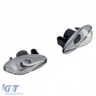 Set Seitenblinker aus klarem Glas mit Chrom, geeignet für Peugeot 107 206 307 407 607 Partner Expert-image-6209560