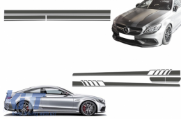 Set Sticker Side Decals & Upper Bonnet Roof Tailgate Dark Grey suitable for MERCEDES C205 Coupe A205 Cabriolet (2014-up) A45 Design Edition 1 - COSTICKERC205DG