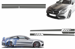 Set Sticker Side Decals & Upper Bonnet Roof Tailgate Dark Grey suitable for MERCEDES C205 Coupe A205 Cabriolet (2014-up) A45 Design Edition 1