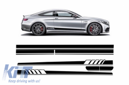 Set Sticker Side Decals & Upper Bonnet Roof Tailgate Matte Black suitable for Mercedes C205 Coupe A205 Cabriolet (2014-up) A45 Design Edition 1 - COSTICKERC205MB