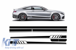 Set Sticker Side Decals & Upper Bonnet Roof Tailgate Matte Black suitable for MERCEDES C205 Coupe A205 Cabriolet (2014-up) A45 Design Edition 1