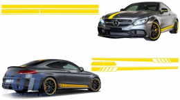 image-23-Set Sticker Side Decals & Upper Bonnet Roof Tailgate Matte Yellow suitable for Mercedes C205 Coupe A205 Cabriolet (2014-up)