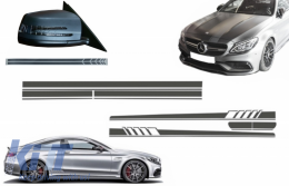 Set Sticker Side Decals & Upper Bonnet Roof Tailgate & Sticker Mirror Dark Grey suitable for Mercedes C205 Coupe A205 Cabriolet (2014-2016) A45 Design Edition 1 - COCBSTICKERC205DG