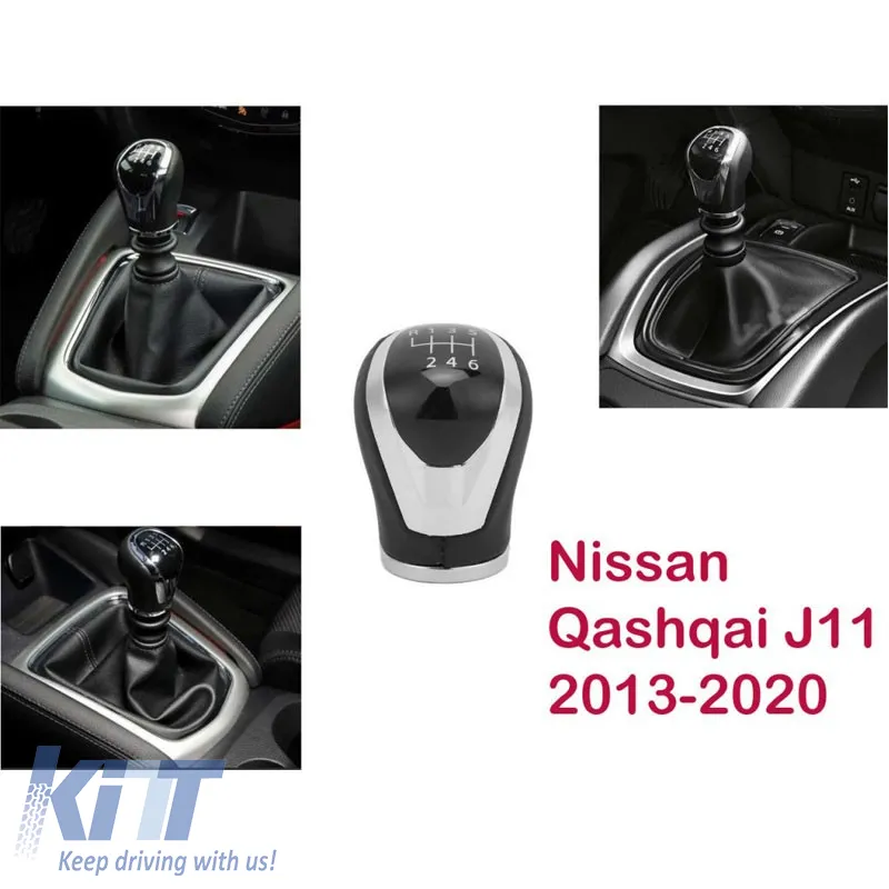 Shift Knob Black/Chrome suitable for Nissan Qashqai J11 5 with 6 Speed GK3174