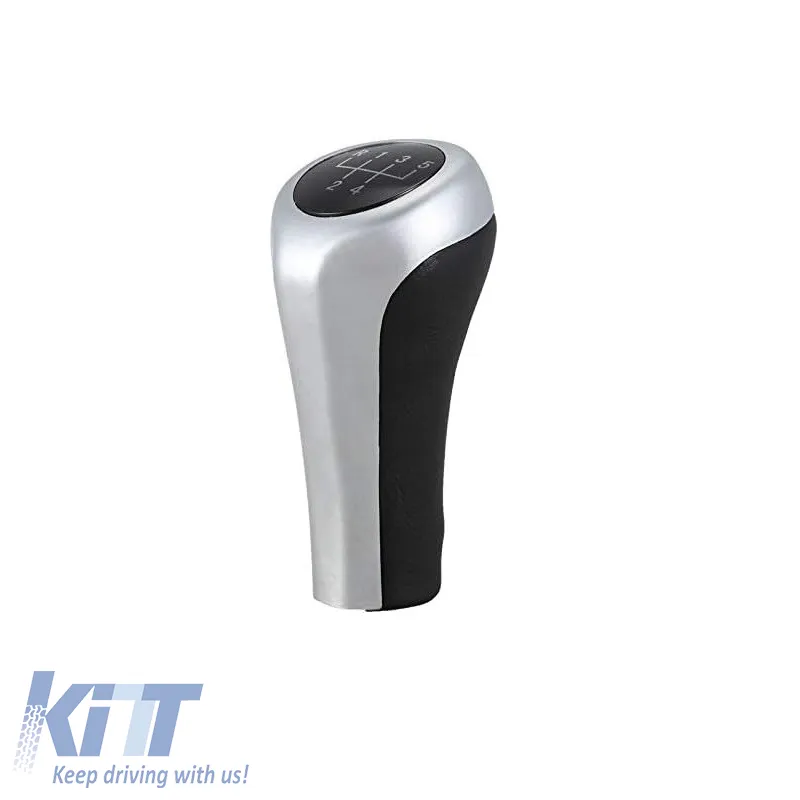 Shift Knob suitable for BMW with 5 Speed Black / Silver E90 Look