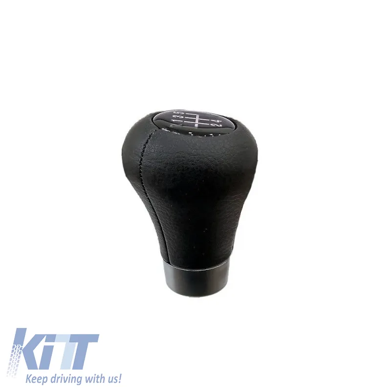 Shift Knob suitable for BMW with 5 Speed Artificial Leather Black / Silver