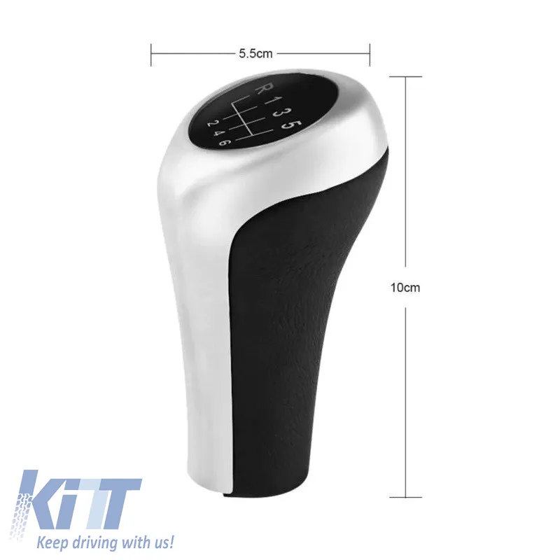 Shift Knob suitable for BMW with 6 Speed Black / Silver E90 Look
