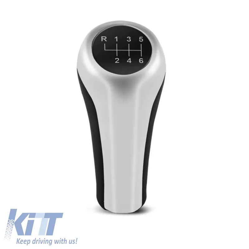 Shift Knob suitable for BMW with 6 Speed Black / Silver E90 Look