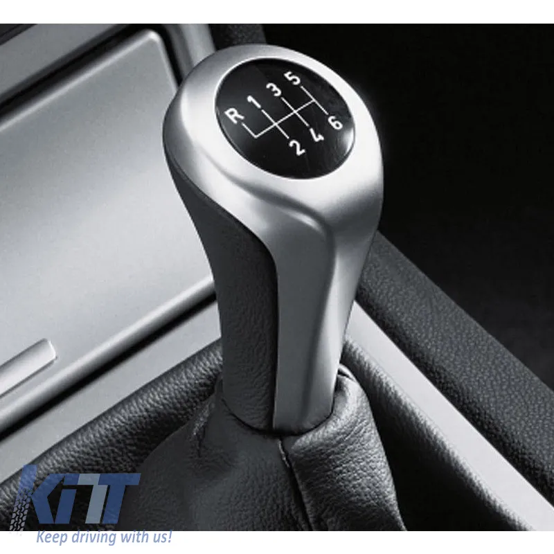 Shift Knob suitable for BMW with 6 Speed Black / Silver E90 Look