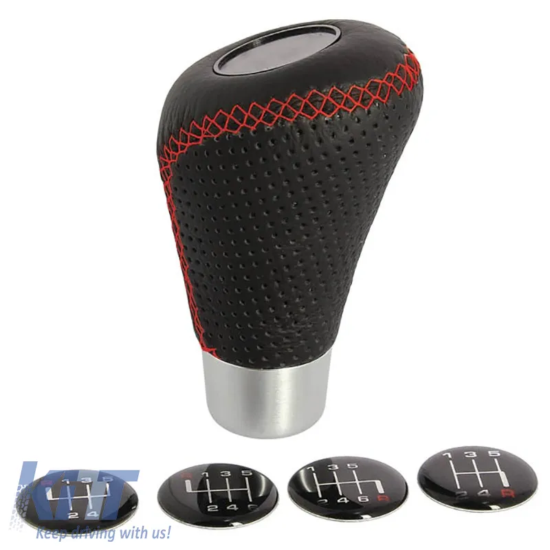 Shift Knob Universal Black With Red Seams Oval Suitable for Normal Reverse 2505GRR