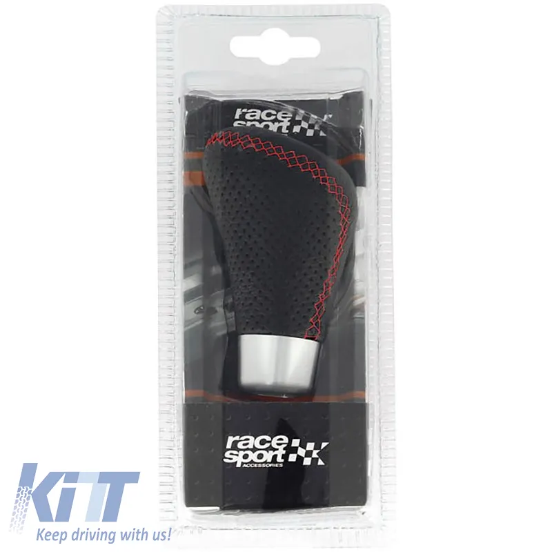 Shift Knob Universal Black With Red Seams Oval Suitable for Normal Reverse 2505GRR