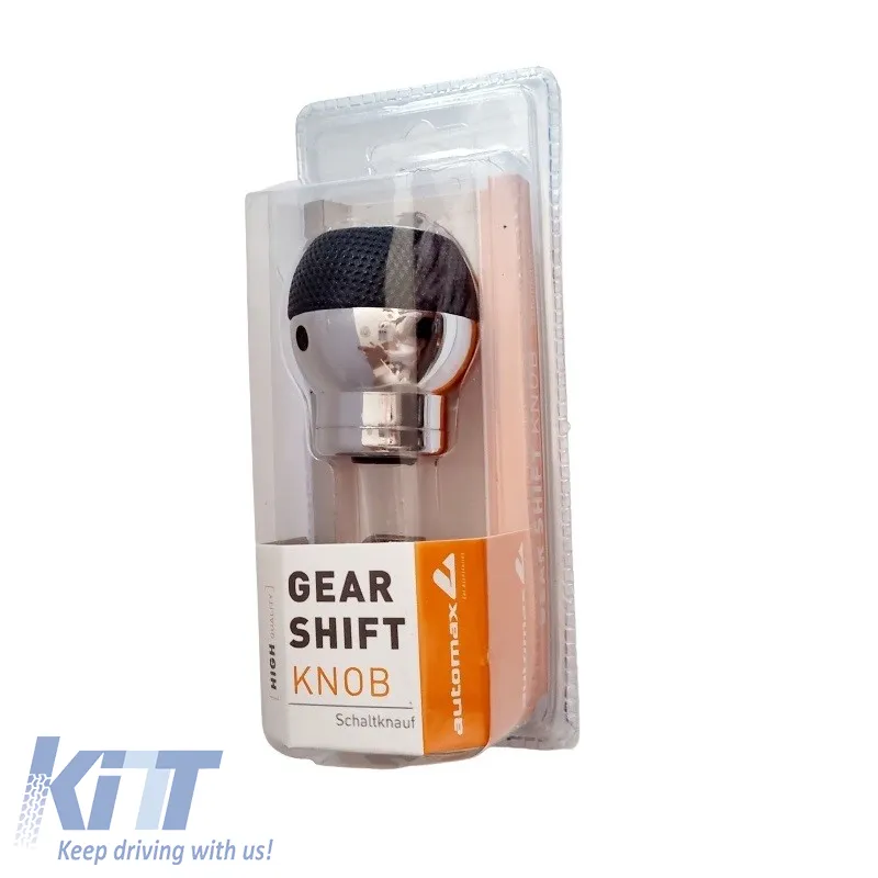 Shift Knob Universal Black/Chrome Round PVC Suitable for Lift Reverse