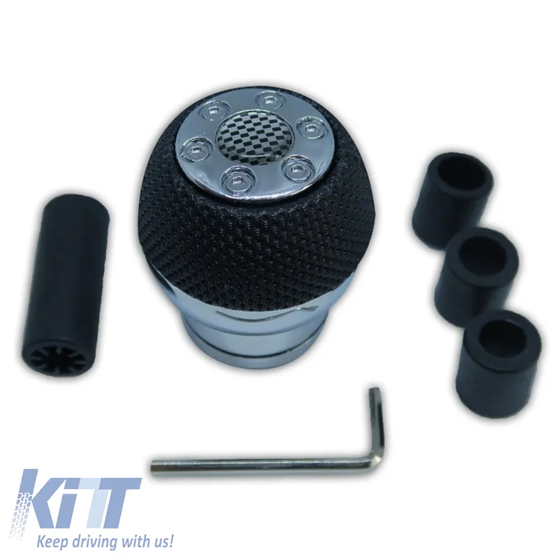 Shift Knob Universal Black/Chrome Round PVC Suitable for Lift Reverse