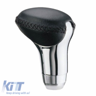 Shift Knob Universal Black/Chrome With Black Seams Oval Suitable for Normal Reverse 37070