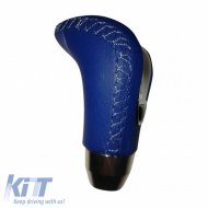 Shift Knob Universal Blue/Chrome Oval With Seams Suitable for Normal Reverse 37000