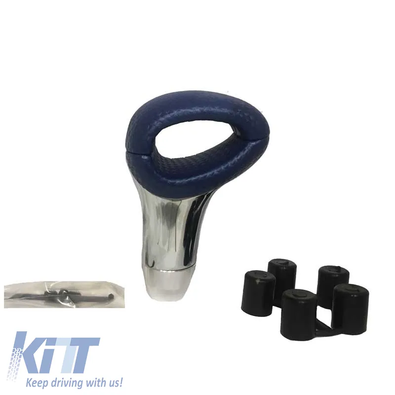 Shift Knob Universal Blue/Nickel With Hole Suitable for Normal Reverse 37019