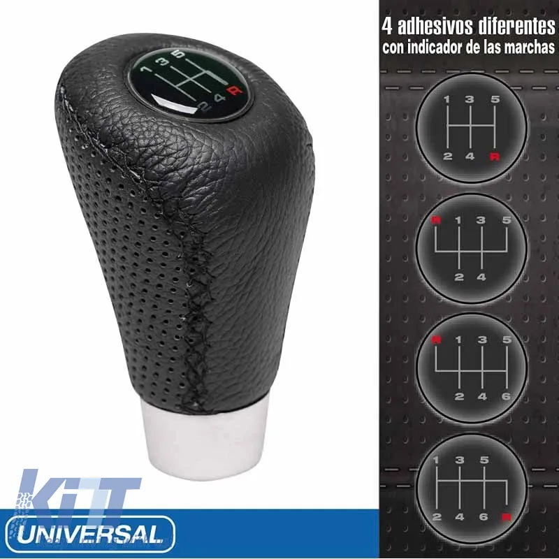 Shift Knob Universal Leather Black With Black Stitch Suitable for Normal Reverse 2505GRΒ