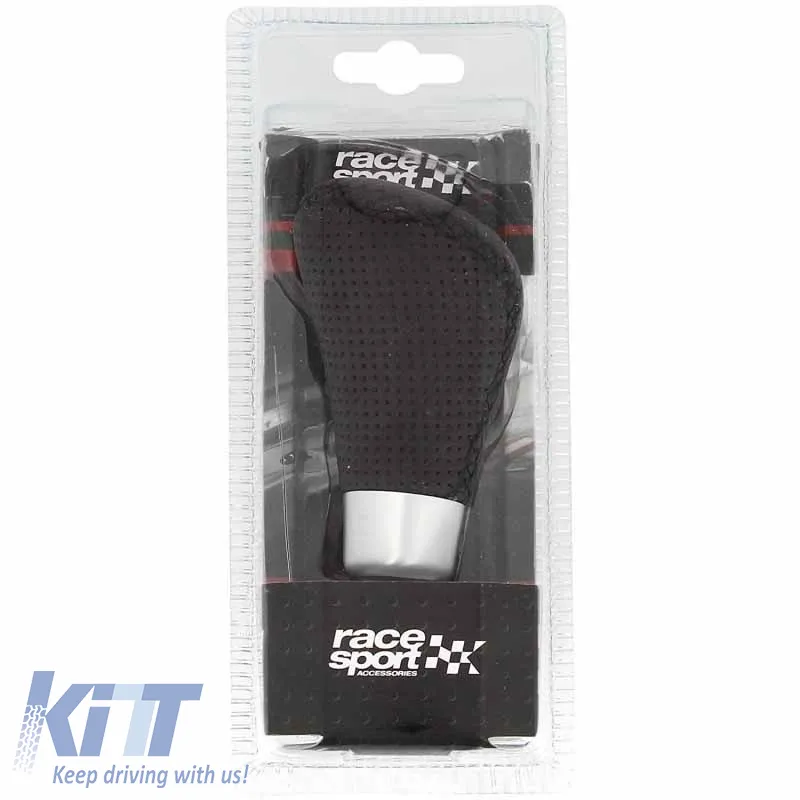 Shift Knob Universal Leather Black With Black Stitch Suitable for Normal Reverse 2505GRΒ