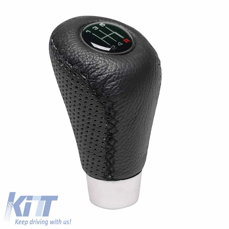 Shift Knob Universal Leather Black With Black Stitch Suitable for Normal Reverse 2505GRΒ