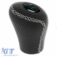 Shift Knob Universal Leather Black With White Stitch Suitable for Lift Reverse 2505GWG