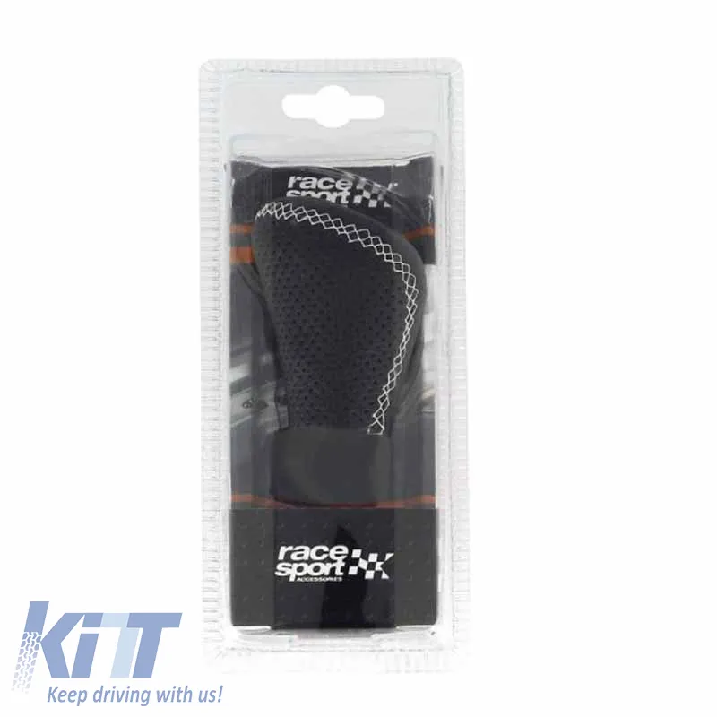 Shift Knob Universal Leather Black With White Stitch Suitable for Lift Reverse 2505GWG