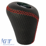 Shift Knob Universal Leather Oval Black With Red Stitches Suitable for Lift/Pressed Reverse 2505GRG