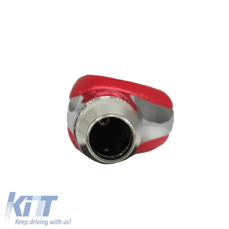 Shift Knob Universal Red/Nickel With Hole Suitable for Normal Reverse 37020