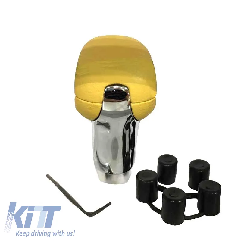 Shift Knob Universal Yellow/Nickel With Hole Suitable for Normal Reverse 37021