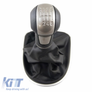Shift Knob With Boot Black/Silver Suitable for Seat Leon 2/Toledo 3 With 6 Speed GK0342