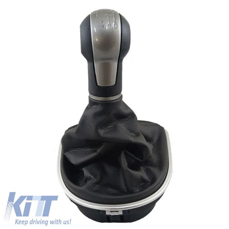 Shift Knob With Boot Black/Silver Suitable for Seat Leon 2/Toledo 3 With 6 Speed GK0342