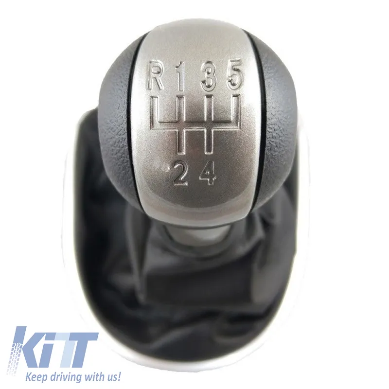 Shift Knob With Boot Black/Silver Suitable for Seat Leon 2/Toledo 3 With 5 Speed GK0341