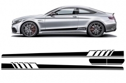 image-7-Side Decals Sticker Vinyl Matte Black suitable for Mercedes C-Class C205 Coupe A205 Cabriolet (2014-) C63 Design