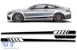 Side Decals Sticker Vinyl suitable for Mercedes C-Class C205 Coupe A205 Cabriolet (2014-up) C63 Design Piano Black