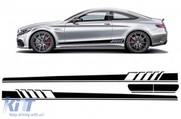 image-39-Side Decals Sticker Vinyl suitable for Mercedes C-Class C205 Coupe A205 Cabriolet (2014-up) C63 Design Piano Black