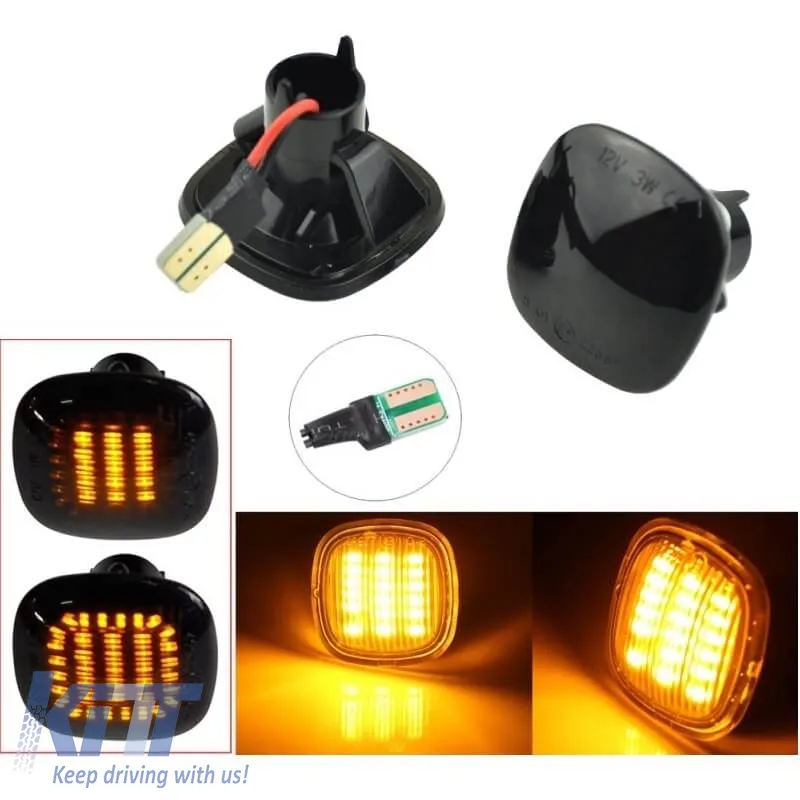 Side Fender Indicators suitable for Audi A3 8L 96-00 / A4 B5 94-98 / Skoda Octavia 97-04 / Fabia 00-04 Squares Led Dynamic Smoke 2 pcs