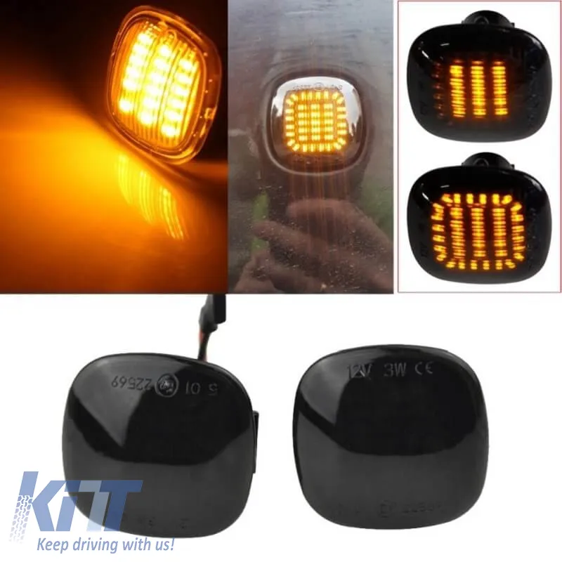Side Fender Indicators suitable for Audi A3 8L 96-00 / A4 B5 94-98 / Skoda Octavia 97-04 / Fabia 00-04 Squares Led Dynamic Smoke 2 pcs