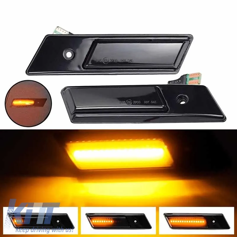 Side Fender Indicators suitable for BMW 3 E36 90-96 / 3 E30 / 5 E34 88-95 / 7 E32 86-94 with Screw LED Dynamic Black/Smoke 2 pcs