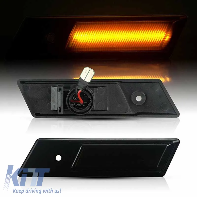Side Fender Indicators suitable for BMW 3 E36 90-96 / 3 E30 / 5 E34 88-95 / 7 E32 86-94 with Screw LED Dynamic Black/Smoke 2 pcs