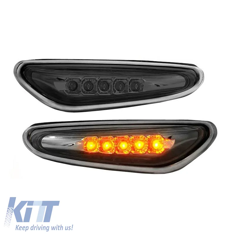 Side Fender Indicators suitable for BMW 3 E46 Sedan 01-05 / Touring 01-05 / 5 E60/E61 03-10 / X3 E83 03-10 5 LED Smoke 2 pcs