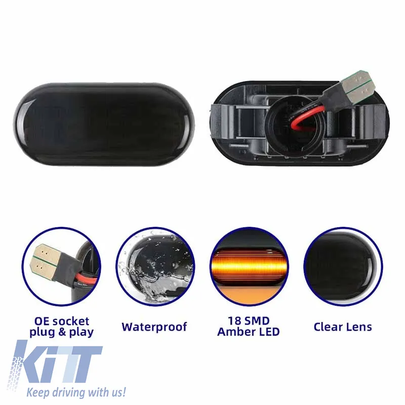 Side Fender Indicators suitable for Nissan Navara / Pathfinder / Micra / Note / Qashqai / X-Trail / Tiida / 350Z Led Dynamic Smoke 2 pcs